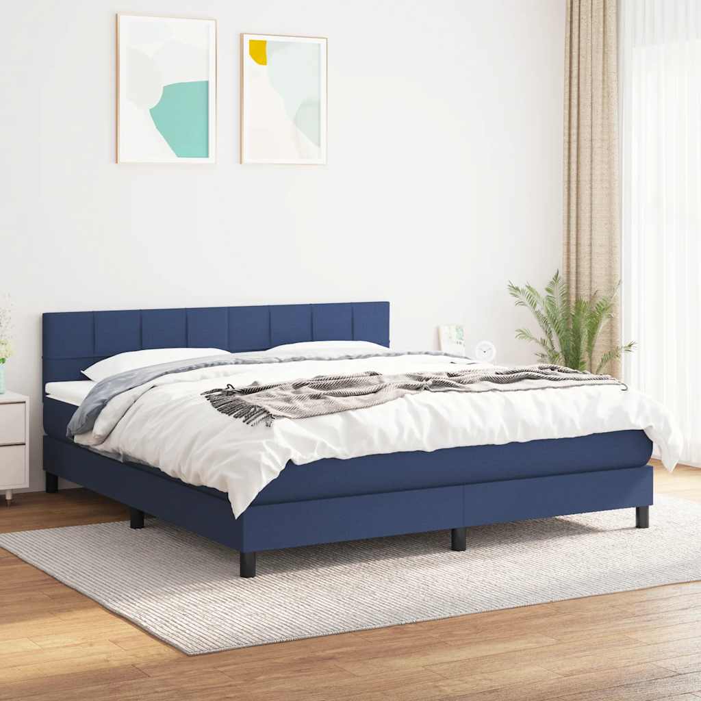Giroletto a Molle con Materasso Blu 160x200 cm in Tessuto | homemem39