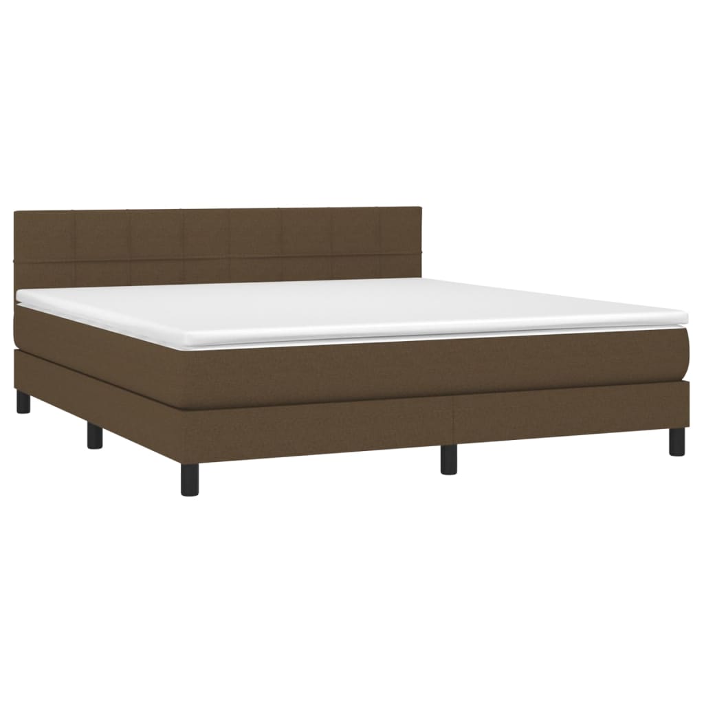 Giroletto a Molle con Materasso Marrone Scuro 180x200cm Tessuto | homemem39