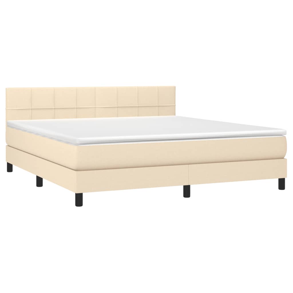 Giroletto a Molle con Materasso Crema 180x200 cm in Tessuto | homemem39