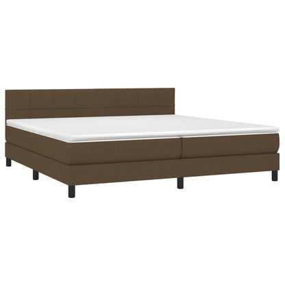 Giroletto a Molle con Materasso Marrone Scuro 200x200cm Tessuto | homemem39