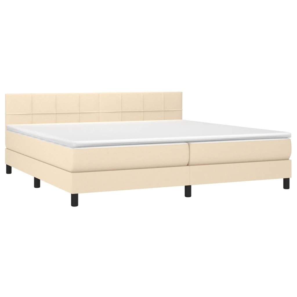 Giroletto a Molle con Materasso Crema 200x200 cm in Tessuto | homemem39