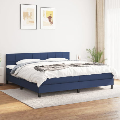 Giroletto a Molle con Materasso Blu 200x200 cm in Tessuto | homemem39