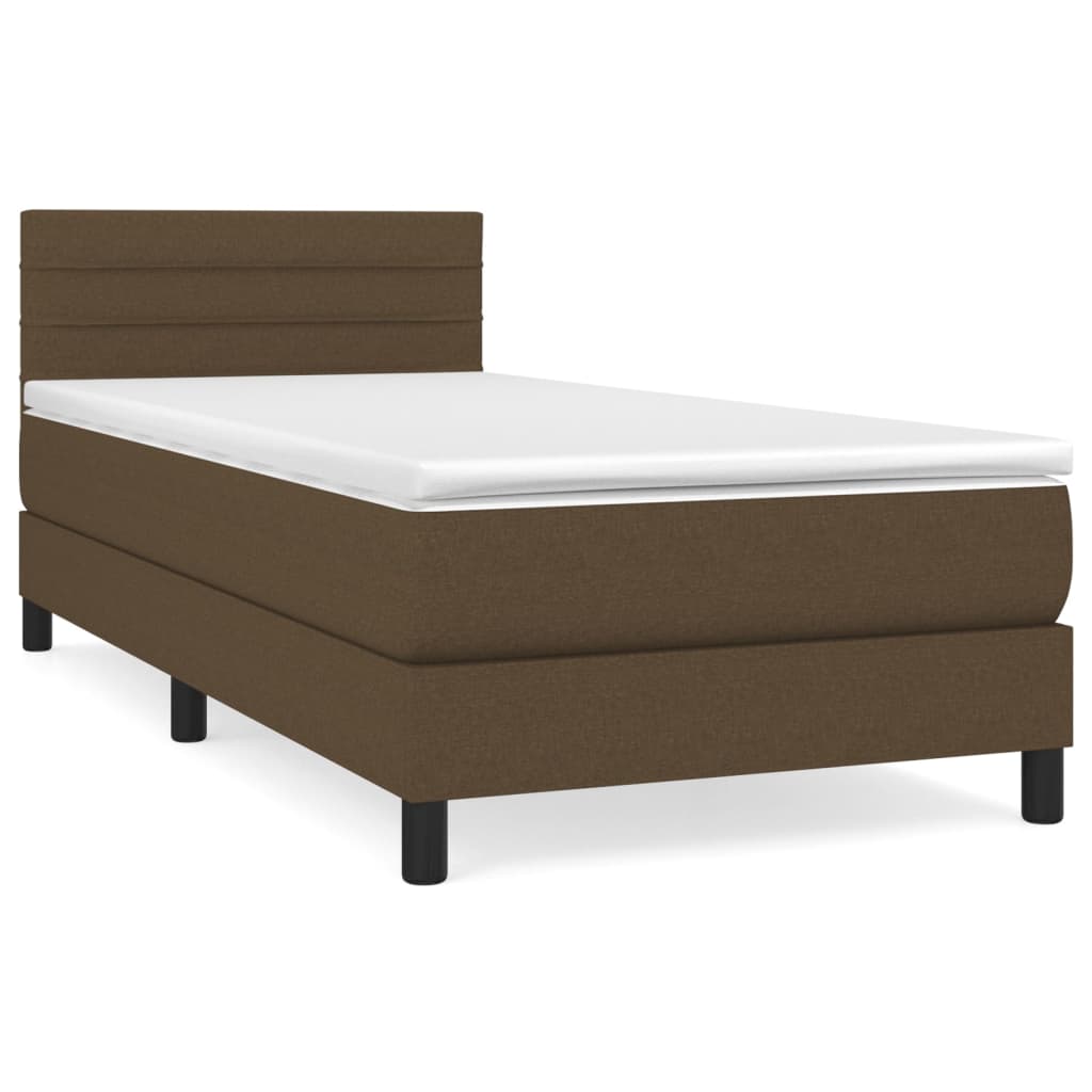 Giroletto a Molle con Materasso Marrone Scuro 90x190cm Tessuto | homemem39
