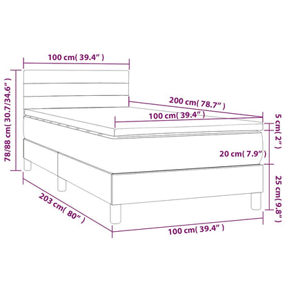 Giroletto a Molle con Materasso Nero 100x200 cm in Tessuto | homemem39