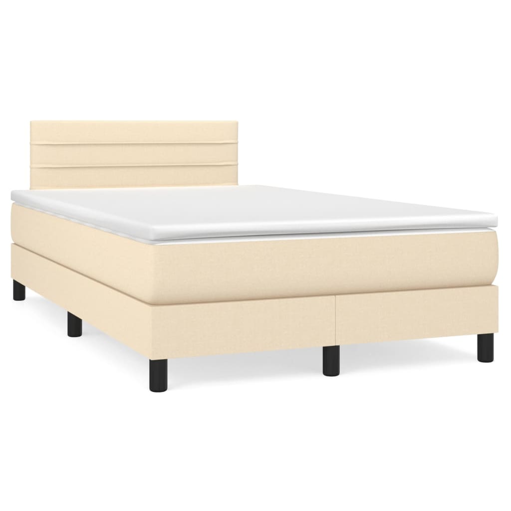 Giroletto a Molle con Materasso Crema 120x200 cm in Tessuto | homemem39