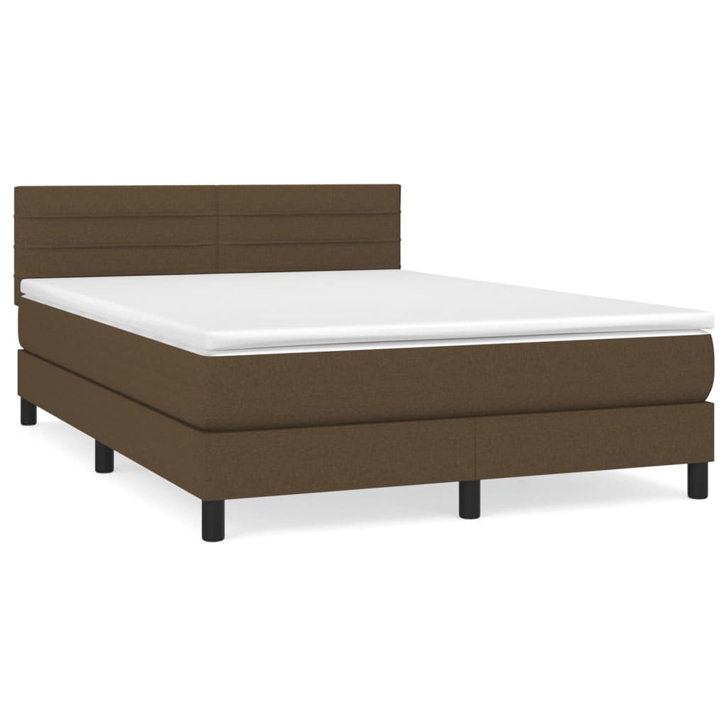 Giroletto a Molle con Materasso Marrone Scuro 140x190cm Tessuto | homemem39