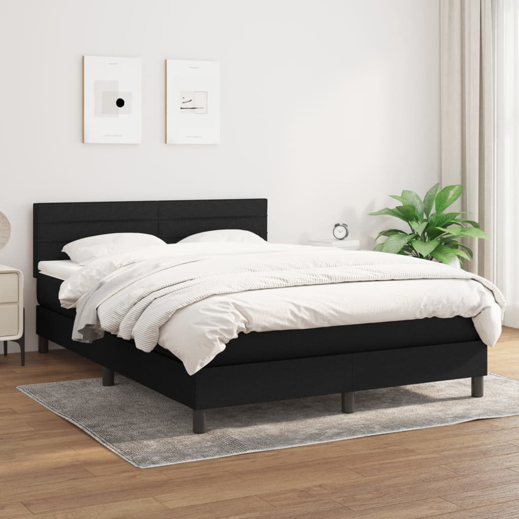 Giroletto a Molle con Materasso Nero 140x200 cm in Tessuto | homemem39