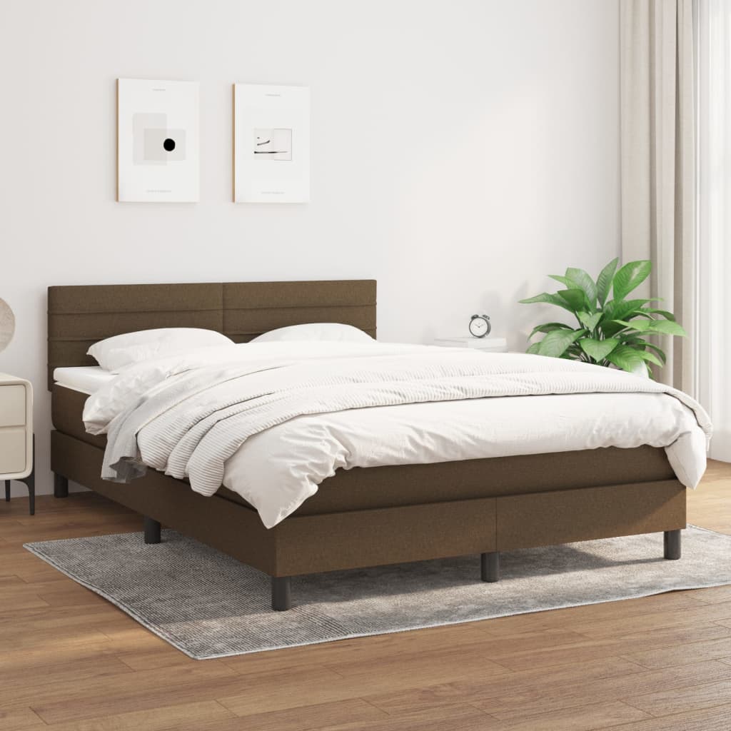 Giroletto a Molle con Materasso Marrone Scuro 140x200cm Tessuto | homemem39