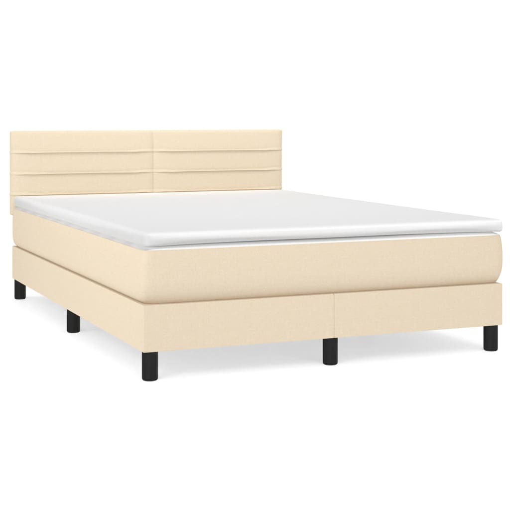 Giroletto a Molle con Materasso Crema 140x200 cm in Tessuto | homemem39