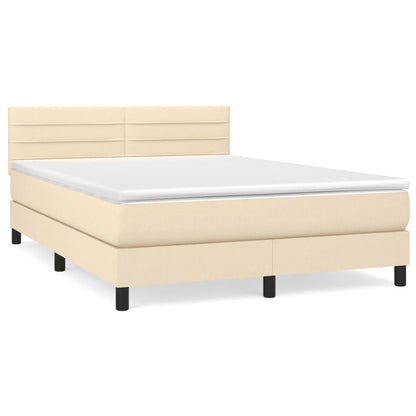Giroletto a Molle con Materasso Crema 140x200 cm in Tessuto | homemem39