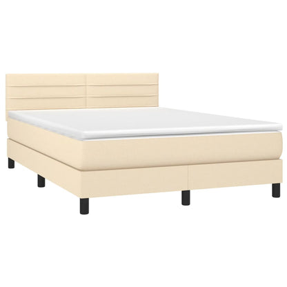 Giroletto a Molle con Materasso Crema 140x200 cm in Tessuto | homemem39