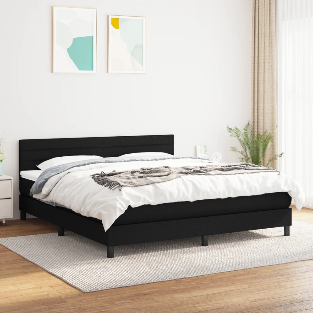 Giroletto a Molle con Materasso Nero 160x200 cm in Tessuto | homemem39