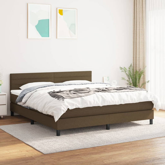 Giroletto a Molle con Materasso Marrone Scuro 180x200cm Tessuto | homemem39