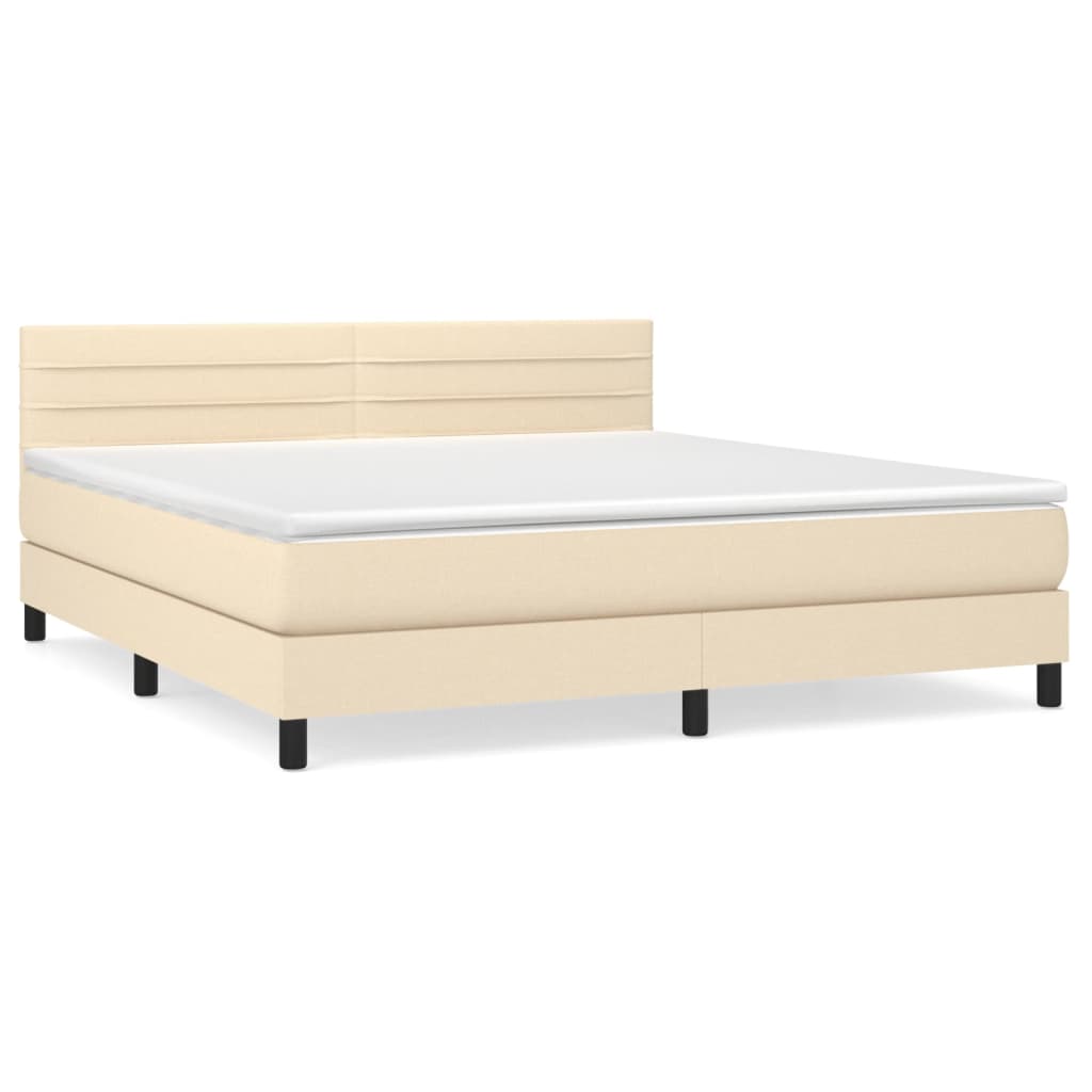 Giroletto a Molle con Materasso Crema 180x200 cm in Tessuto | homemem39