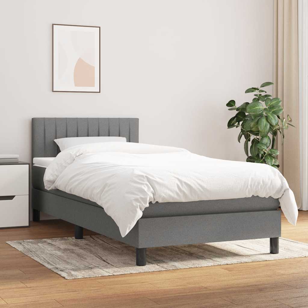 Giroletto a Molle con Materasso Grigio Scuro 80x200 cm Tessuto | homemem39