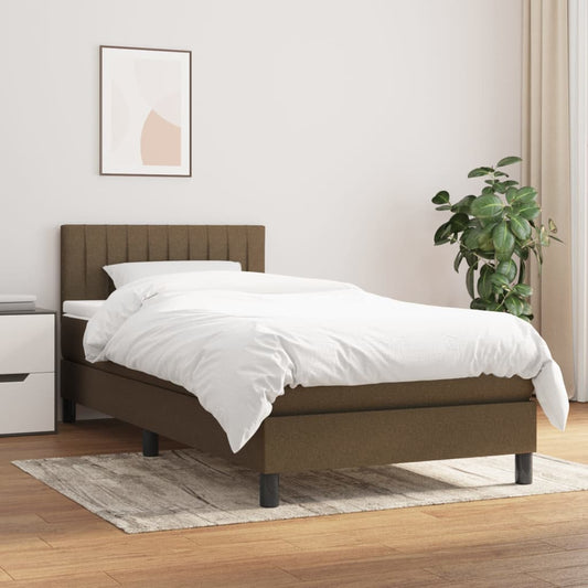 Giroletto a Molle con Materasso Marrone Scuro 90x190cm Tessuto | homemem39
