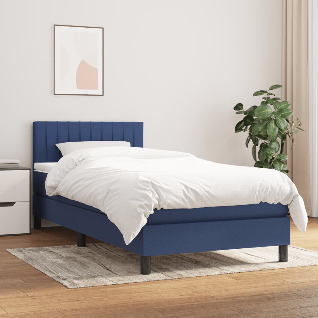 Giroletto a Molle con Materasso Blu 100x200 cm in Tessuto | homemem39