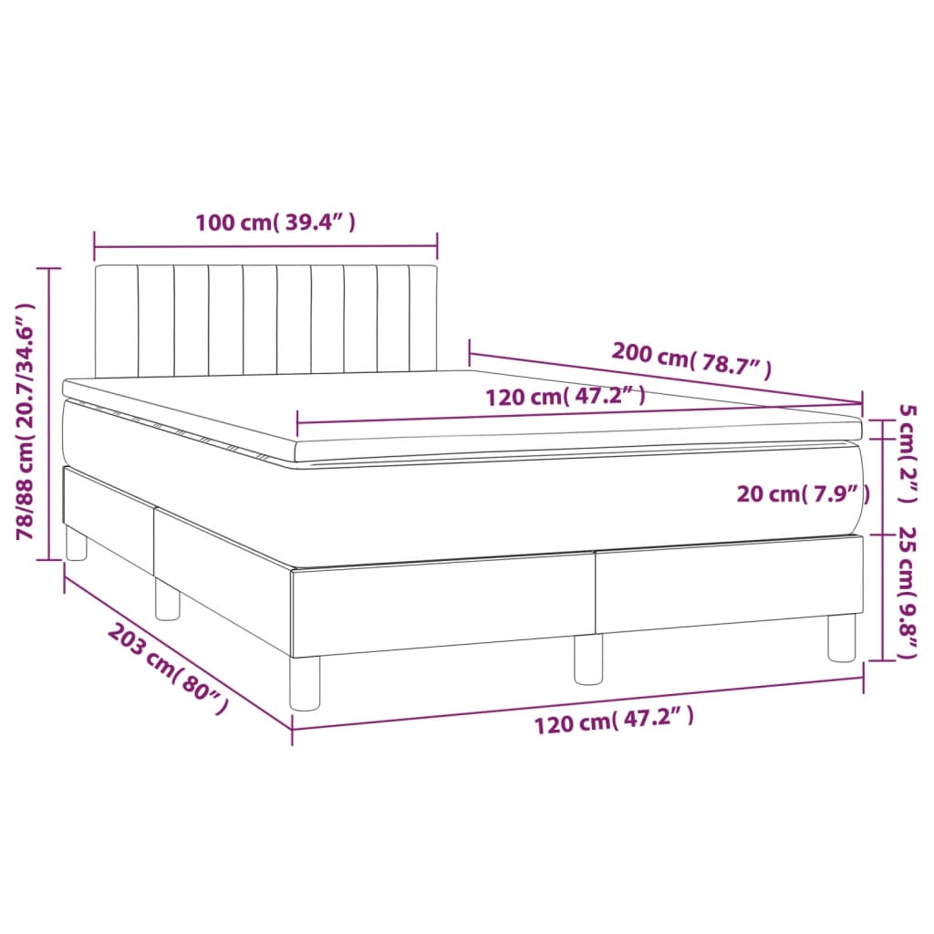 Giroletto a Molle con Materasso Crema 120x200 cm in Tessuto | homemem39