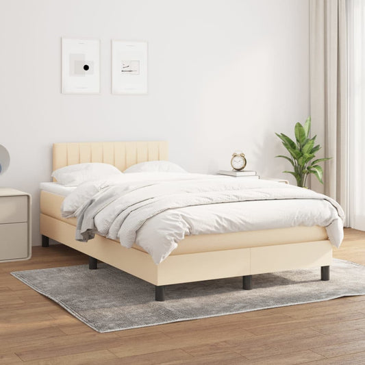 Giroletto a Molle con Materasso Crema 120x200 cm in Tessuto | homemem39