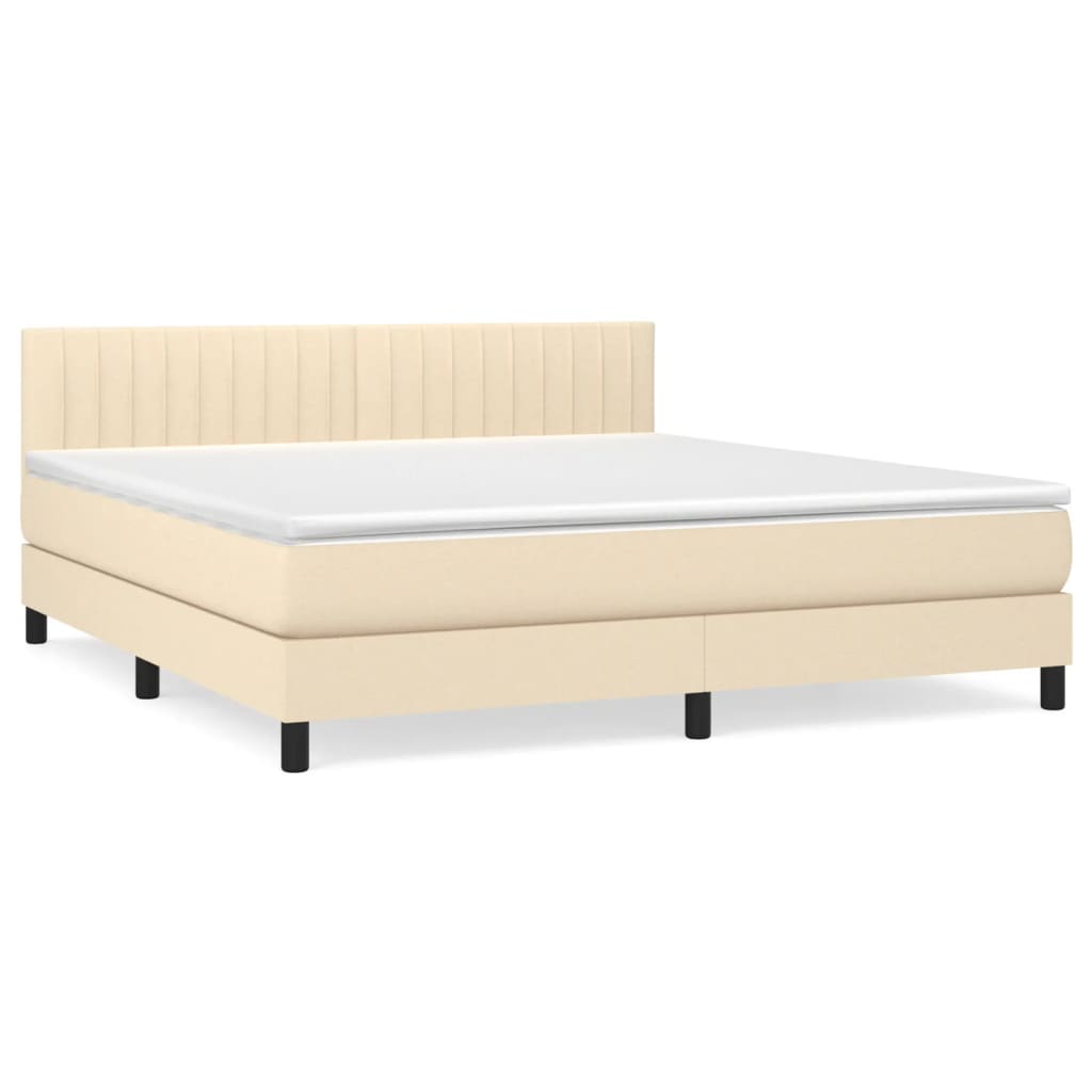 Giroletto a Molle con Materasso Crema 160x200 cm in Tessuto | homemem39