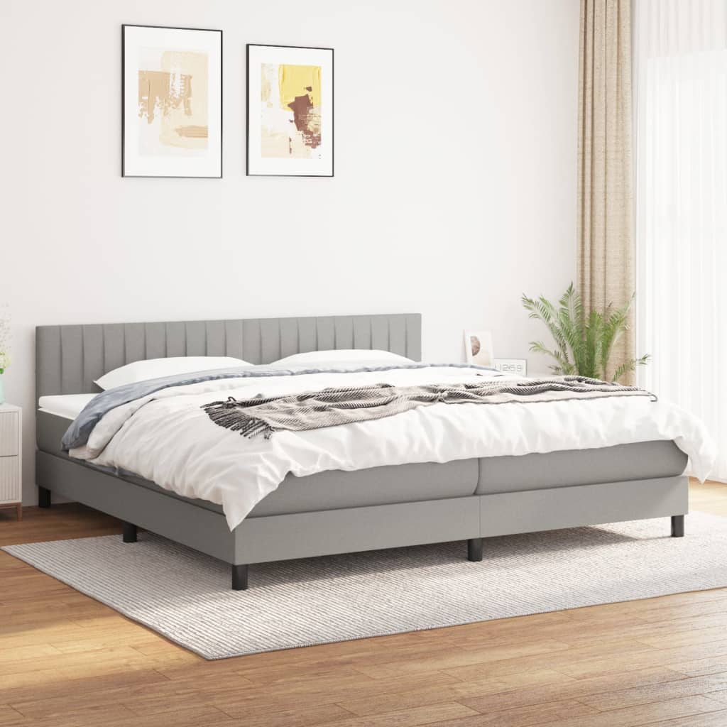 Giroletto a Molle con Materasso Grigio Chiaro 200x200cm Tessuto | homemem39