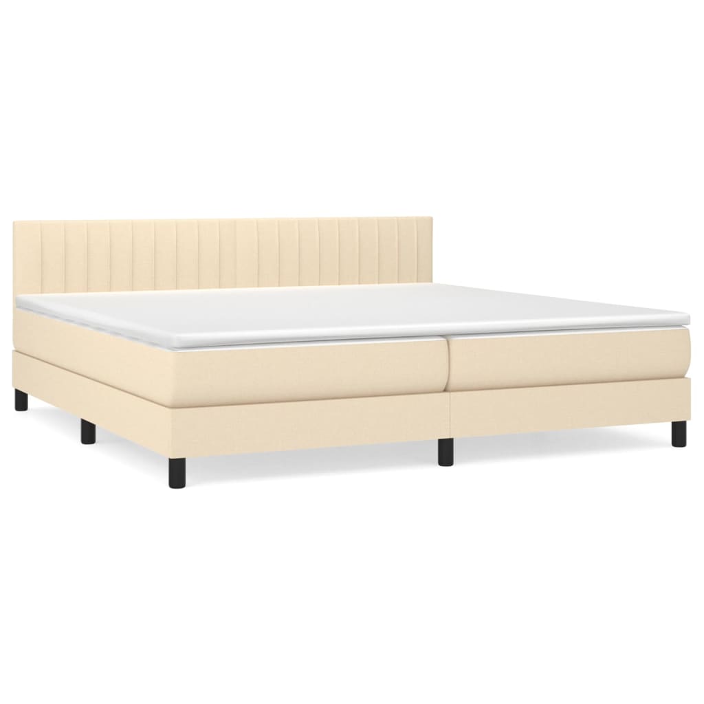 Giroletto a Molle con Materasso Crema 200x200 cm in Tessuto | homemem39