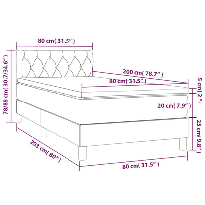 Giroletto a Molle con Materasso Grigio Chiaro 80x200 cm Tessuto | homemem39