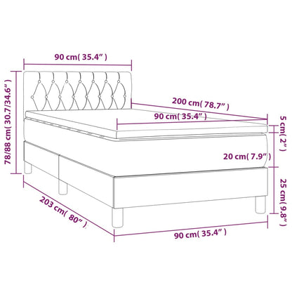 Giroletto a Molle con Materasso Grigio Scuro 90x200 cm Tessuto | homemem39