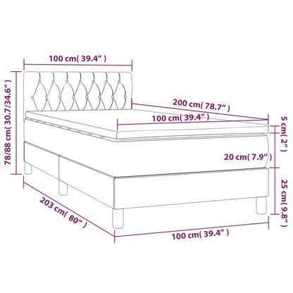 Giroletto a Molle con Materasso Grigio Scuro 100x200 cm Tessuto | homemem39