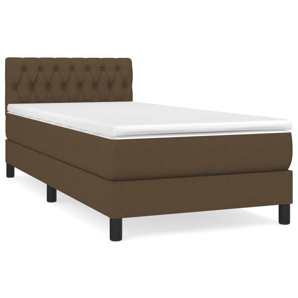 Giroletto a Molle con Materasso Marrone Scuro 100x200cm Tessuto | homemem39