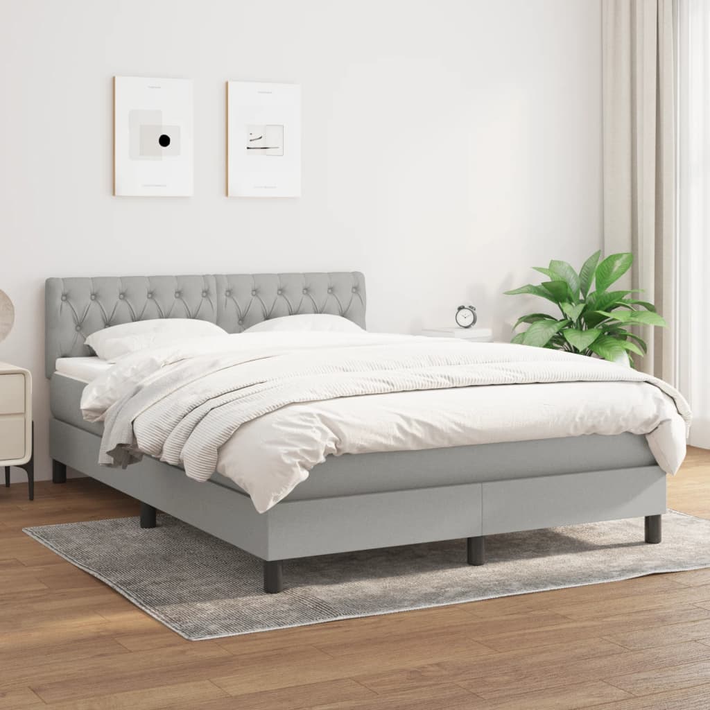 Giroletto a Molle con Materasso Grigio Chiaro 140x190cm Tessuto | homemem39