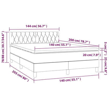 Giroletto a Molle con Materasso Nero 140x200 cm in Tessuto | homemem39