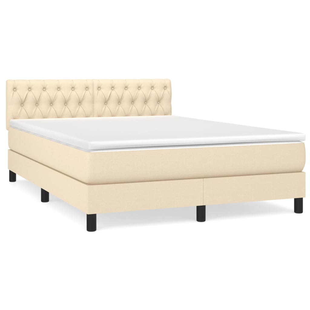 Giroletto a Molle con Materasso Crema 140x200 cm in Tessuto | homemem39