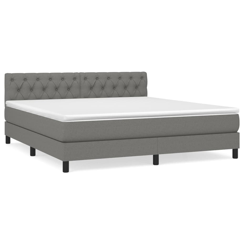 Giroletto a Molle con Materasso Grigio Scuro 160x200 cm Tessuto | homemem39