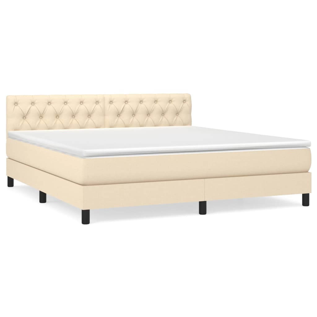Giroletto a Molle con Materasso Crema 160x200 cm in Tessuto | homemem39