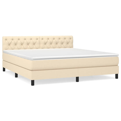 Giroletto a Molle con Materasso Crema 160x200 cm in Tessuto | homemem39