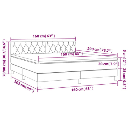 Giroletto a Molle con Materasso Crema 160x200 cm in Tessuto | homemem39