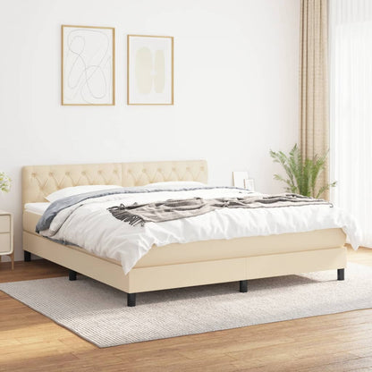 Giroletto a Molle con Materasso Crema 160x200 cm in Tessuto | homemem39