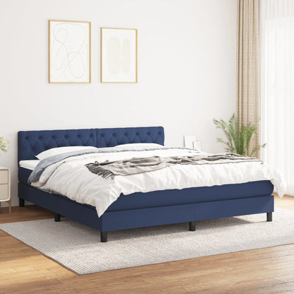 Giroletto a Molle con Materasso Blu 160x200 cm in Tessuto | homemem39