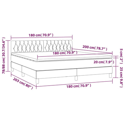 Giroletto a Molle con Materasso Grigio Chiaro180x200 cm Tessuto | homemem39