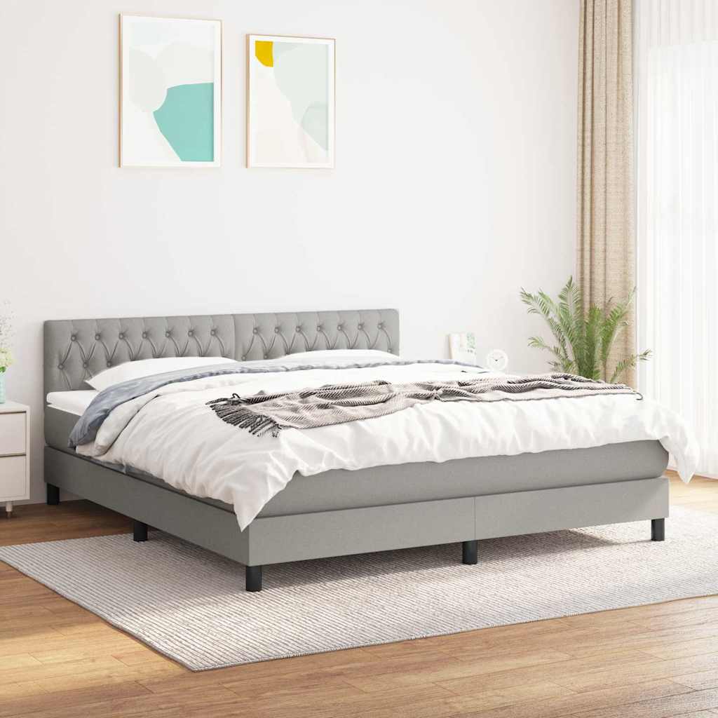 Giroletto a Molle con Materasso Grigio Chiaro180x200 cm Tessuto | homemem39