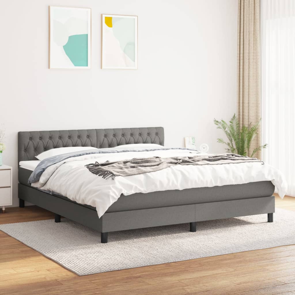 Giroletto a Molle con Materasso Grigio Scuro 180x200 cm Tessuto | homemem39