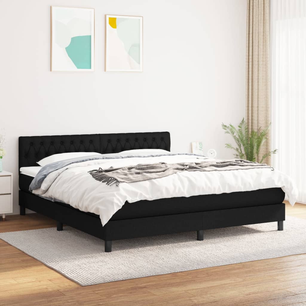Giroletto a Molle con Materasso Nero 180x200 cm in Tessuto | homemem39