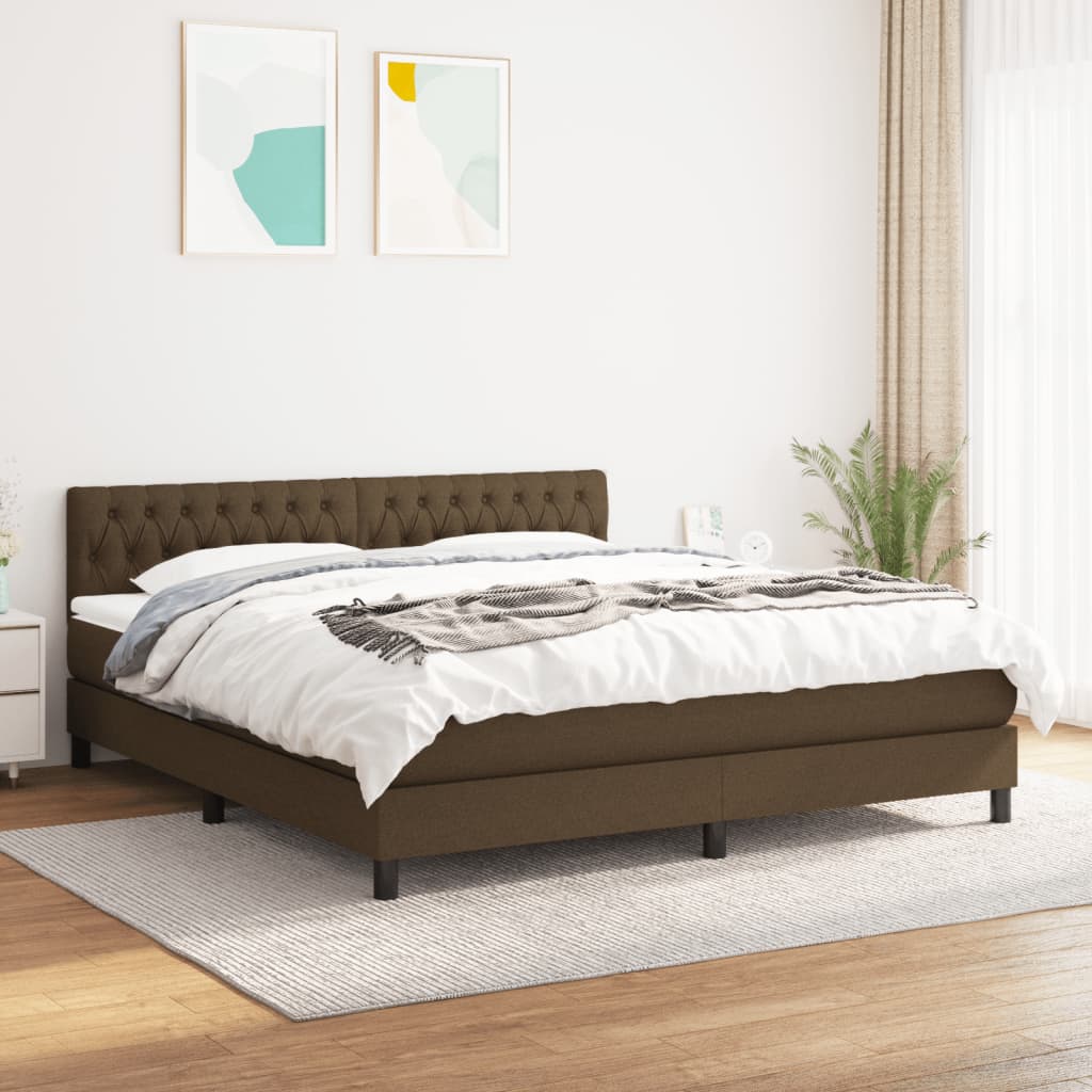 Giroletto a Molle con Materasso Marrone Scuro 180x200cm Tessuto | homemem39