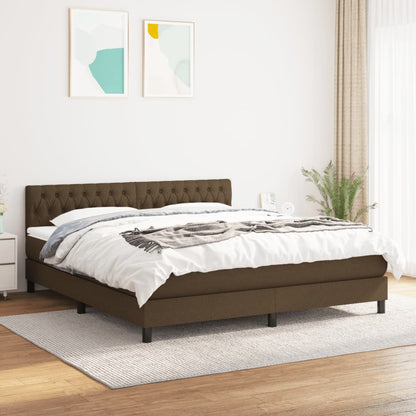 Giroletto a Molle con Materasso Marrone Scuro 180x200cm Tessuto | homemem39
