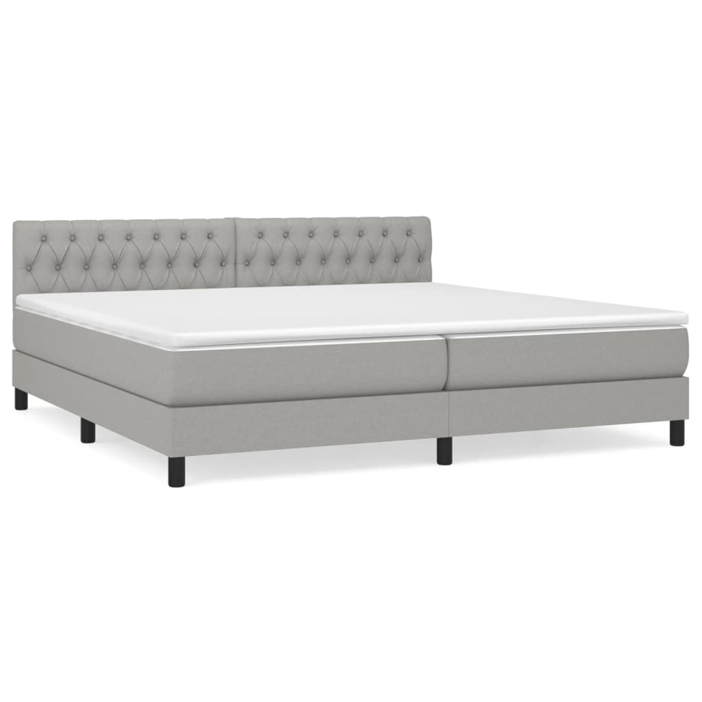 Giroletto a Molle con Materasso Grigio Chiaro 200x200cm Tessuto | homemem39