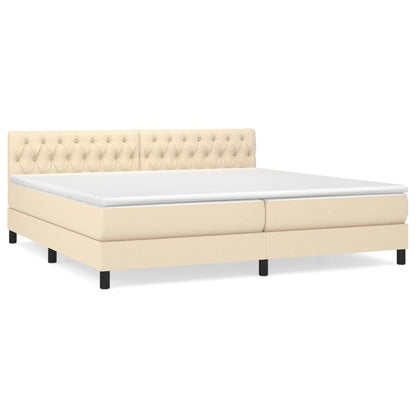 Giroletto a Molle con Materasso Crema 200x200 cm in Tessuto | homemem39