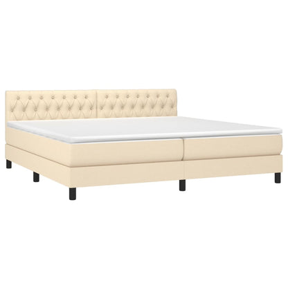 Giroletto a Molle con Materasso Crema 200x200 cm in Tessuto | homemem39