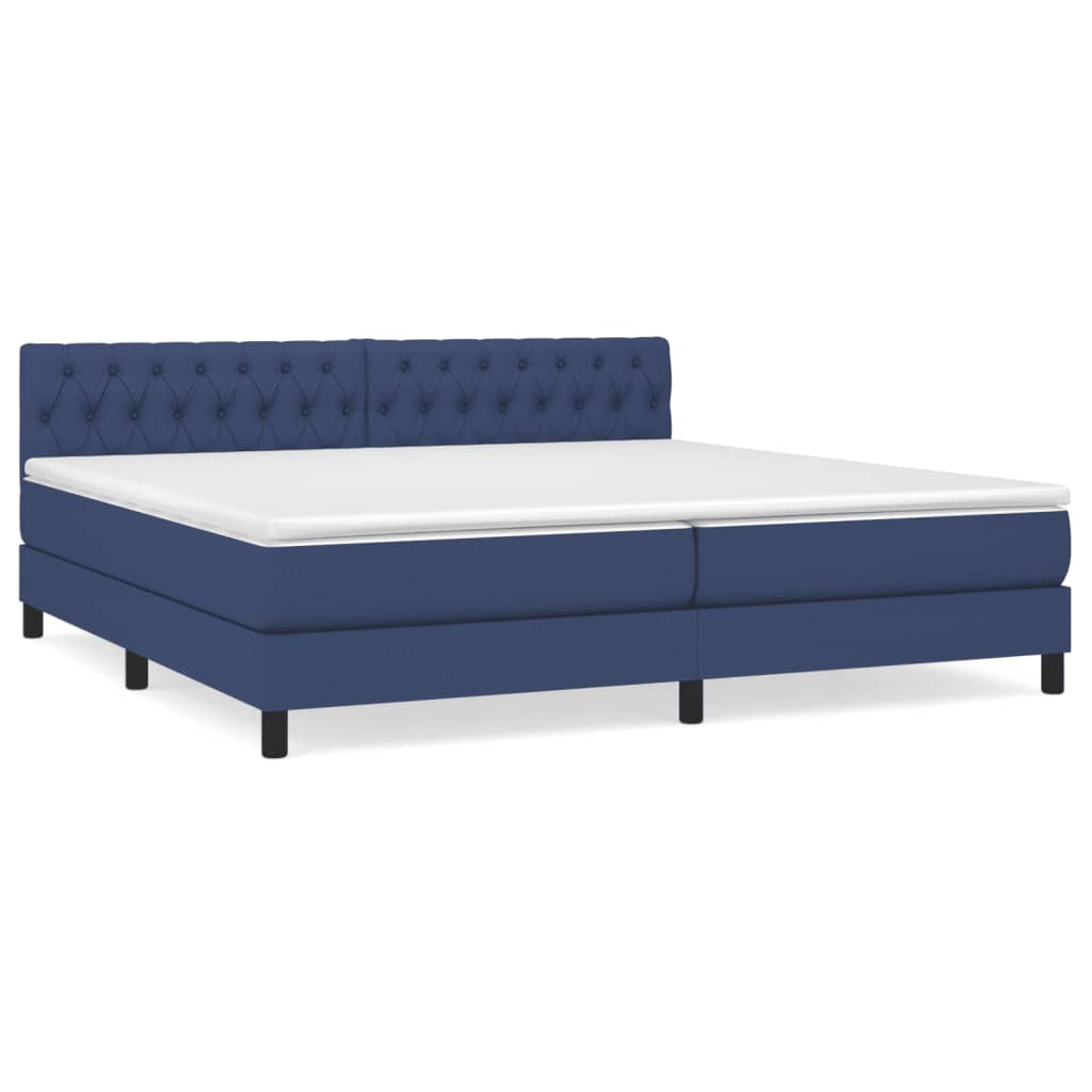 Giroletto a Molle con Materasso Blu 200x200 cm in Tessuto | homemem39