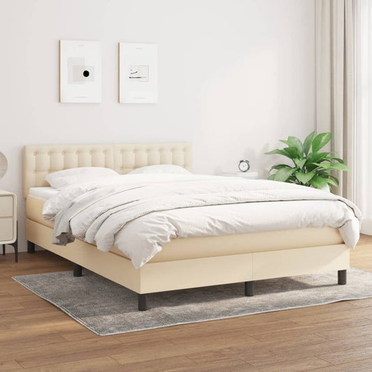 Giroletto a Molle con Materasso Crema 140x19 cm in Tessuto | homemem39